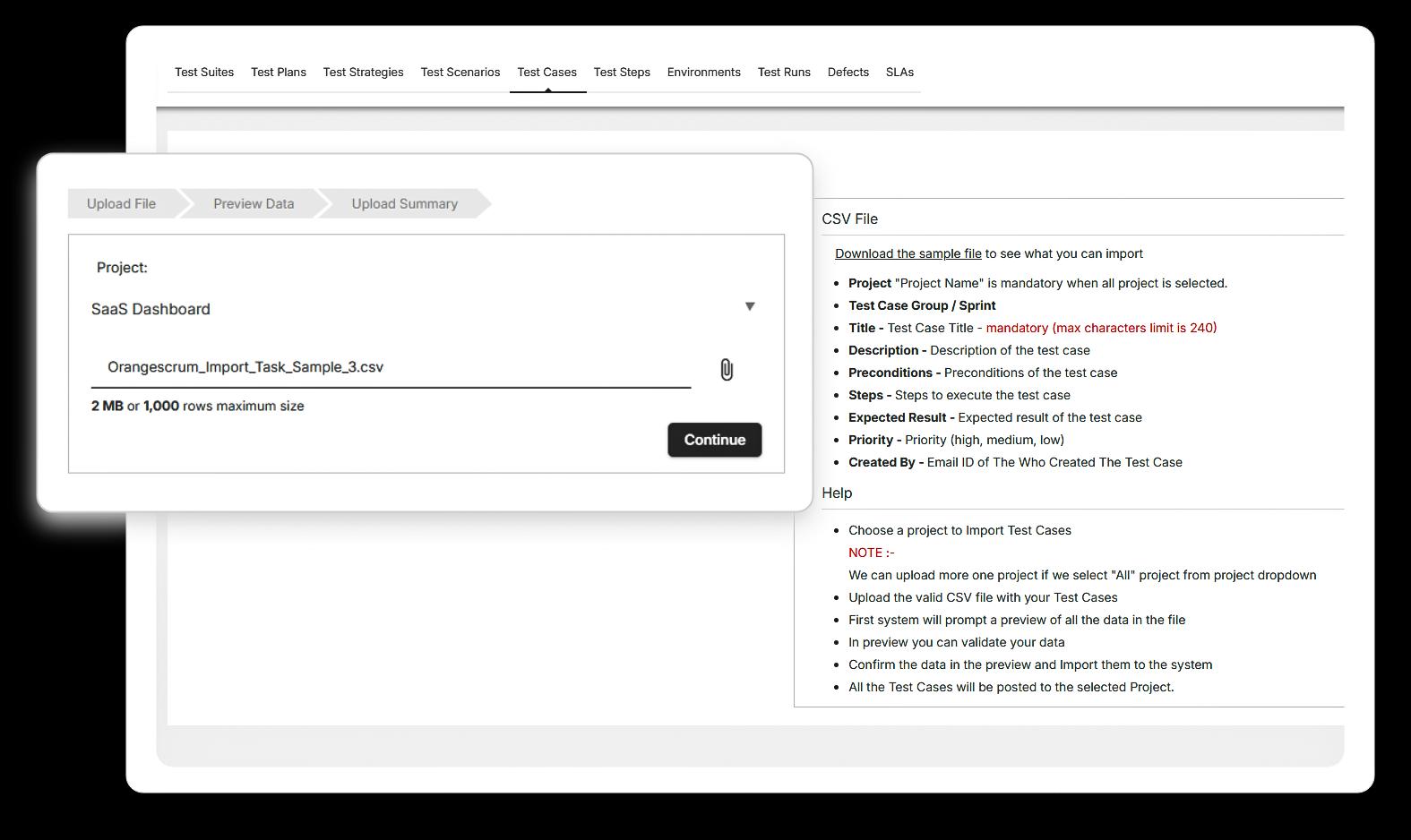 CSV Import Test Case