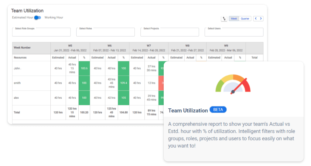 Find your Team Utilization Report