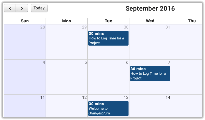 Time Log Calendar View